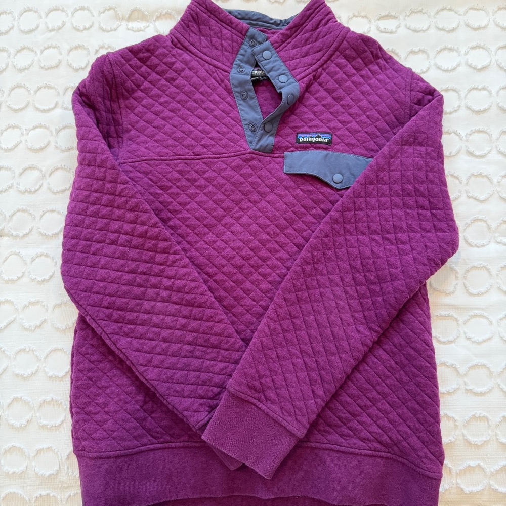 Patagonia Women’s Quilted Snap-T Pullover - Geo Purple with Slate Trim, Small